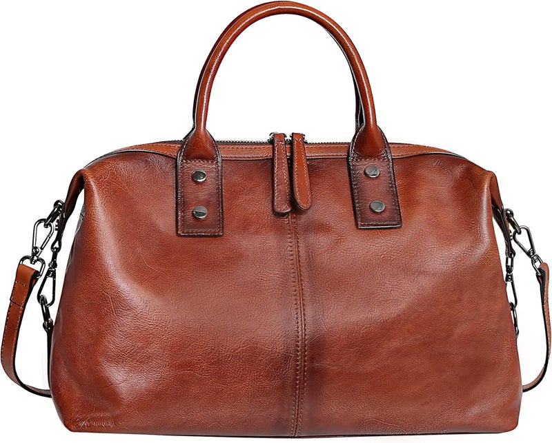 Iswee Genuine Leather Satchel Tote Bag Top Handle Handbag Designer Shoulder Bag Large Capacity Cross Body Bag - Image 2